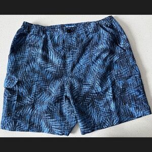 Reel Legends Men's L Bonefish Fishing Shorts Palm Fronds Blue UPF 50